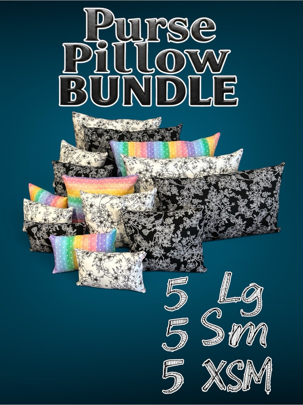 Purse Pillow Bundle - 15 Hand Crafted Purse Pillows, Random Chef Choice Fabric